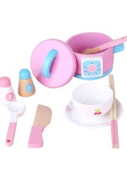 مجموعة أواني الطهي الخشبية الجديدة من Play Kitchen للأطفال - مجموعة ألعاب طبخ واقعية للأطفال، تتضمن أواني الطهي والمقالي وأدوات الطهي،
