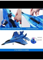 Radiotronics Remote Control Airplane RC Glider for Beginner Adult Kids, Easy to Fly EPP Foam RC Aircraft Fighter with LED Light (BLUE)