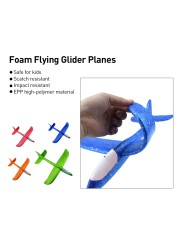 Generic-Flying Glider Planes With Flash LED Light 18.9&quot; Foam Flight Mode Throwing Air Plane Aerobatic Airplane Outdoor Sport Game Toys Gift for Kids 3 4 5 6 7 Year Old Boy Blue