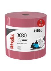 WypAll X80 Reusable Wipes 41055 Extended Use Cloths Jumbo Roll Red 475 SheetsRoll 1 RollCase