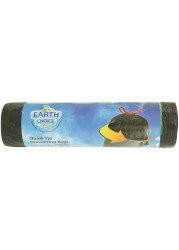 Earth Choice Quick Tie Drawstring Black 15 Garbage Bags