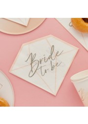 Diamond &#39;Bride to be&#39; Paper Napkins 16/Pack