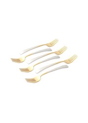 LIFE SMILE - 12pcs Cutlery Set, 18/10 Stainless Steel, Flatware Set, 12pcs Dinner Fork, Gold Gradient, for Home Kitchen, Mirror Polished