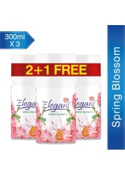 Elegant Automatic Spray REFILL &ndash; Spring Blossom &ndash; 300ML &ndash; Pack of 3, Triple Pack (300ML x 3 Pcs) &ndash; Air Freshener REFILL for Home And Bathroom, Made With ESSENTIAL OILS