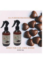 320ml Chocolate and Vanilla Room Air Freshener - 2-Pack for Home, Office, Carpets, and Pillows - Odor Eliminator