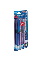 Pilot Hitecpoint V5 Liquid Ink Rollerball Pen Assorted 8 PCS
