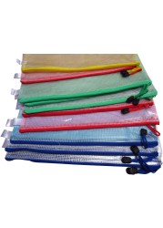 Generic Zipper File Folder Bags, Lebeila 12Pcs Legal A4 Size Paper Document Pouches Clip-On Zippered Mesh Waterproof Files Storage Organizer Protector (12 Mixed)