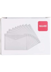 Generic 15Pcs Transparent A4 Paper Size Pp Water Resistant File Holder Clear Filing Envelope With Snap Button (White)