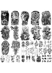 Yazhiji 36 Sheets Temporary Tattoos Stickers 12 Sheets Fake Body Arm Chest Shoulder Tattoos for Men or Women with 24 Sheets Tiny Black