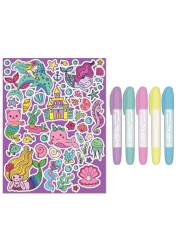 Hinkler Jr Kaleidoscope Colouring Kit &ndash; Mermaids Edition includes a 64-page colouring book with 5 pastel markers and 50 fun stickers, Magical Colouring Fun for Kids, Perfect Gift for Creative Play