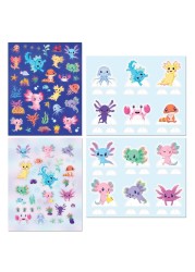 Hinkler Axolotls &amp; Friends Creative Colouring Kit includes 2x24-page Colouring Book, 30+ Holographic Stickers, 30+ Standard Stickers,