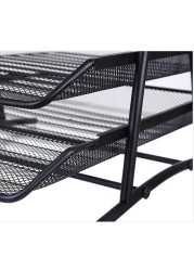 Lavish Desk Deposit Tray 3 Layer, A4 Letter Paper Document Wire Mesh Storage Organizer, Black