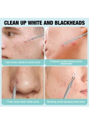3Pcs Blackhead Remover Pimple Popper Tool Kit Pimple Extractor Acne Treatment Surgical Grade Blackhead Comedone Removal Popper Tool Cleaning Brush for Face Nose Lips