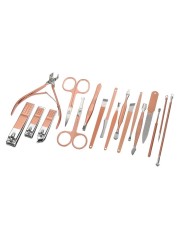 Generic 18-Piece Manicure Pedicure Tool Set With Case, Rose Gold/Silver