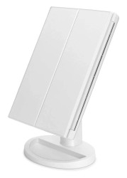 Makeup Mirror Vanity Mirror with Lights, 1x 2X 3X Magnification, Trifold Lighted Makeup Mirror, Touch Control, Dual Power Supply, Portable LED Makeup Mirror
