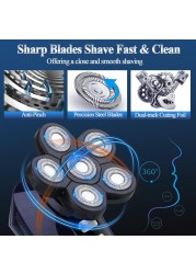 5-in-1 Electric Head Shaver for Bald Men &ndash; Cordless Men&rsquo;s Electric Razor, Bald Head Shaver, and Grooming Kit for Sensitive Skin, Wet/Dry Use