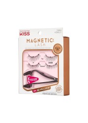 KISSMagnetic Lash 01 Synthetic False Eyelashes with Magnets Under and Over Your Upper Lashes No Glue Needed Lightweight Reusable Contact Lens Friendly Cruelty Free with Lash Applicator 1 Pair