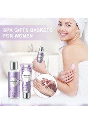 Gifts for Women Birthday Gifts for Women Spa Gifts Baskets for Women Bubble Bath and Body Gifts Set for Women Lavender Gifts for Mom Her Female Sister Mother Teacher Wine Tumbler Purple Gifts