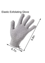 Bath Exfoliating Gloves Scrub 4 Pcs Lengthened and Large Exfoliating Scrubbing Gloves for Shower Spa Massage Scrub Exfoliating Mitts for Body Face Hand and Foot Black and Gray