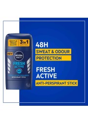 NIVEA MEN Antiperspirant for Men Fresh Active Stick 50ml Pack of 2