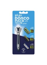 Dorco Pace Try Me Razor With Cartridge Blue 4 PCS