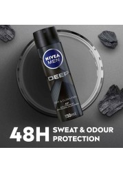 NIVEA MEN Antiperspirant Spray for Men DEEP Black Carbon 150ml Pack of 3