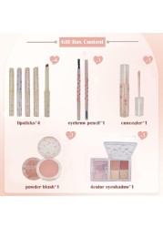 Makeup Kit for Women 8 Pieces Makeup Sets 4 Color Lipsticks Eyeshadow Eyebrow Pencil Concealer Blush Palette 8Pcs Gift Box Makeup Bundle Value Set