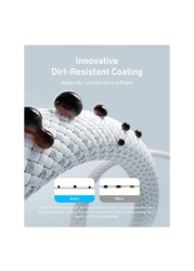 أنكر زي كابل الشحن ومزامنة البيانات USB-C إلى USB-C - أبيض بطول 1 متر بقوة 240 وات