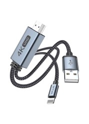 توتو لايف نيلو سيريز كابل Lightning إلى HDMI أسود ورمادي بطول 2 متر