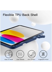 HYX Case For iPad 10 (10.9-Inch, 2022 Model, 10th Generation) with Pencil Holder, Slim Tablet Cover with Soft TPU Back, Auto Wake/Sleep (Blue)