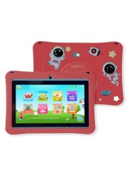 Oteeto K3 Tablet 7&quot; inch Screen Octa Core Processor 128gb 4gb RAM 3000mAh Battery Wi-Fi Includes Lanyard, Kids Bracelet , Case, (Red)