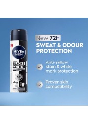 NIVEA MEN Black &amp; White Invisible Antiperspirant Deodorant Spray, Original, 72H Active Protection, 150ml