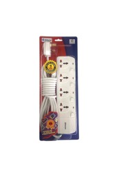 Sirocco 4-Way Universal Extension Socket White 4m