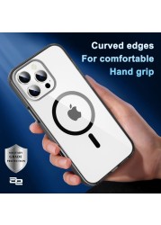 iPhone 16 Pro Clear MagSafe Case, Military-Grade Protection iPhone16 Pro Max Slim Shockproof Strong-Magnet Protective Phone Case, Anti Scratch &amp; Anti Fingerprint Without Lens Frame,Anti Yellowing