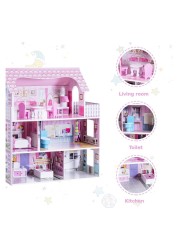 Kids Wooden Dollhouse 3 Story Pretend Play Dreamhouse with Furniture &amp; Accessories, Large DIY Doll House for Girls, Toddlers &amp; Children, Creative Role-Playing Toy