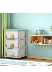 Cozy Nest 3-Layer Children&#39;s Toy Plastic Rolling Drawer Clothes Storage Box Organizer With Wheels For Office Kitchen Container Bathroom Living or Playroom Study