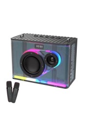 Bluetooth Karaoke Speaker with Microphone, Portable Amplifier Hands-Free Speaker with LED Lights, Rechargeable Party Speaker