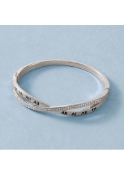 JANNAH Women&#39;s Fashion Bracelet | Roman Numerals Classic Thin Cross Bangle with Cubic Zirconia Inlaid Bracelet Jewelry Gifts for Women Ladies (Silver Plated)