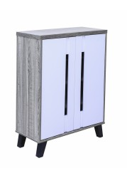 Stylish Two-Tone Shoe Cabinet with 3 Shelves &ndash; Compact Entryway or Bedroom Shoe Storage with Handle-Free Design and Sturdy Plastic Legs