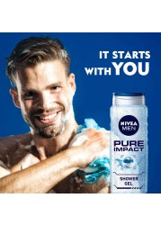 NIVEA MEN 3in1 Shower Gel Body Wash Pure Impact Fresh Scent 500ml
