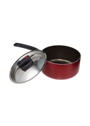 Prestige Safecook Non-Stick Saucepan With Lid Red And Black 18cm