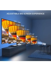FunLites &nbsp; Bluetooth 1080P Projector,+80% Brightness Video Projector with 200&quot; Display 60,000 Hrs Led Home Theater Projector,Native 1080P Compatible with Fire TV Stick,PS4, HDMI, VGA, AV and USB