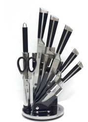 Stainless Steel Knife Set 9 Pieces With 360 degree stand