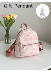 1 Set Graphic Print Casual Backpack With Large Capacity Purple Letter Pendant For Older Kids Simple Design