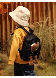 One Piece Cartoon Bear Nylon Zipper Closure Cute Lightweight Backpack For Boys And Girls Suitable For Daily Use In Kindergarten