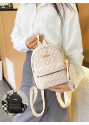 1pc Spring Back To School Girl s Versatile Simple Practical Quilted Backpack With Coin Purse Casual Outdoor Nylon Campus Schoolbag For College Junior High School Students Small And Fashionable Work Co