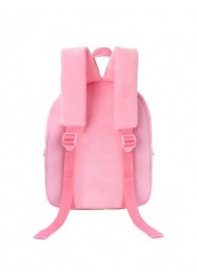 1 piece pink cute cartoon embroidered kitten plush large capacity children s backpack for girls and children classic backpack for children suitable for daily travel holiday gift