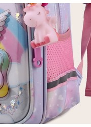 Cute Children s Backpack Cartoon Unicorn Pattern Book Bag With Pendant