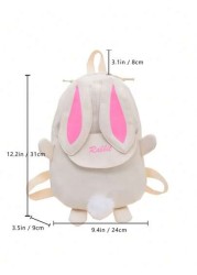 1pc Girls Cute Cartoon Rabbit Pattern Zipper Closure Small Backpack For Outdoor Use