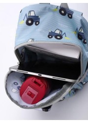 Kids Cartoon Car Pattern Classic Backpack Cute Adjustable Strap Book Bag